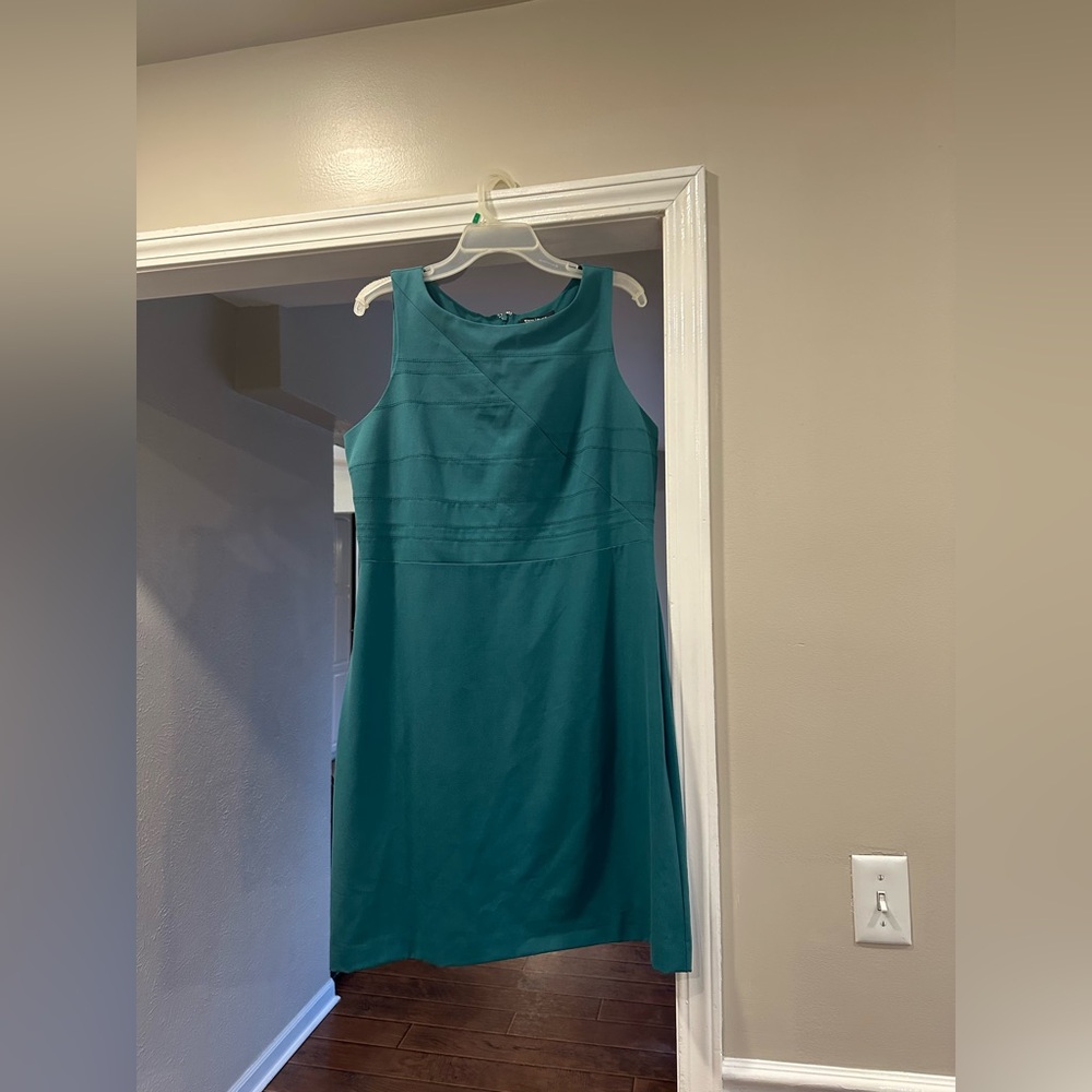 White House Black Market Teal Sleeveless Sheath Dress